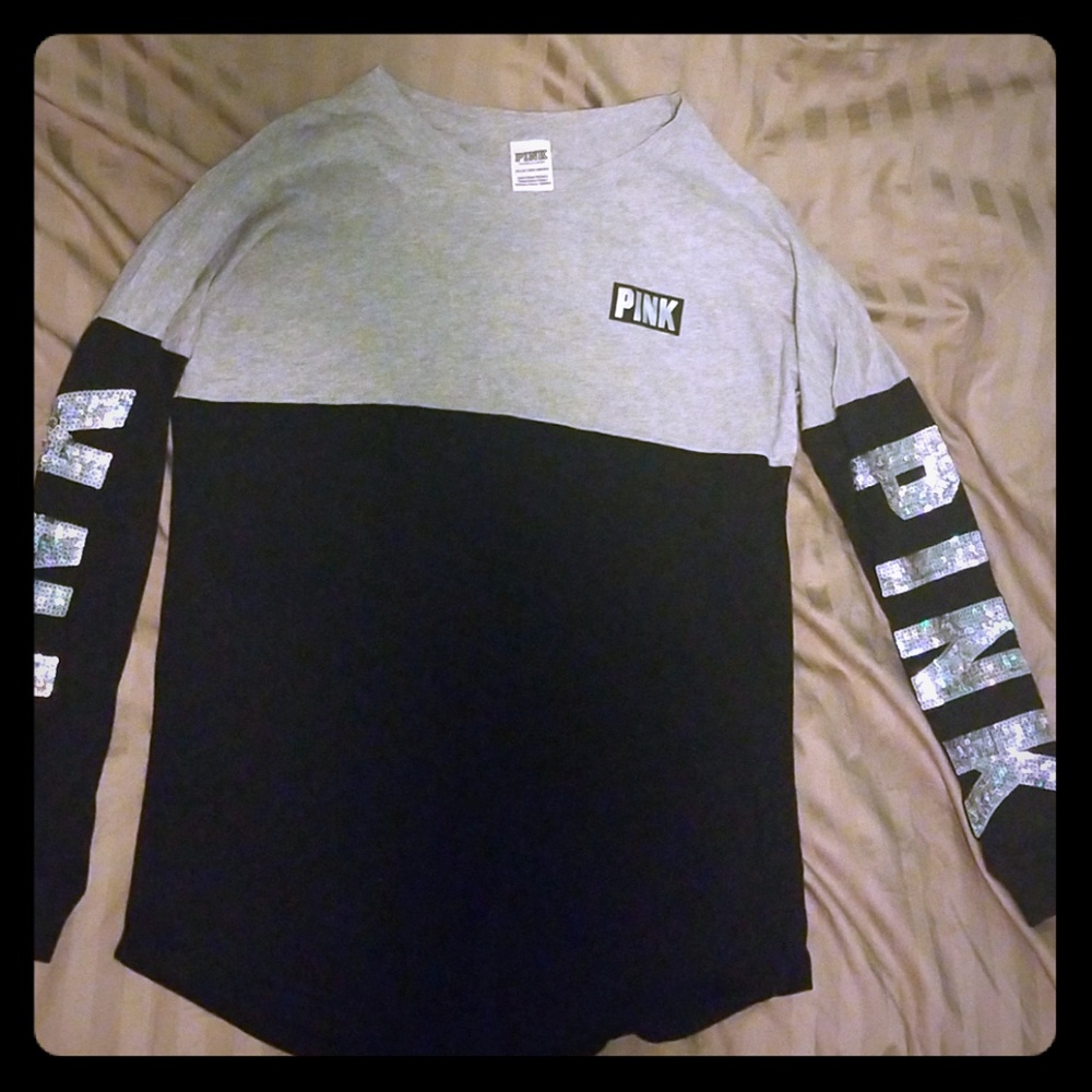 PINK long sleeve sequined shirt